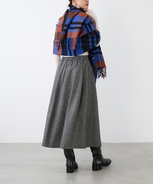 MICA&DEAL(マイカ&ディール)の「ウールタックフレアスカート(スカート・レディース・ライトグレー/ブラック×ホワイト/ブラック・FREE)」の10枚目の写真