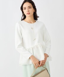 NOLLEY’S Sophi | 《セットアップ対応》ウォッシャブルダンボール×オーガンジーペプラムプルオーバー(Tシャツ/カットソー)