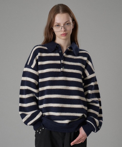 MULTI BORDER SOFT TOUCH KNIT POLO / マルチボーダーソフトタッチ