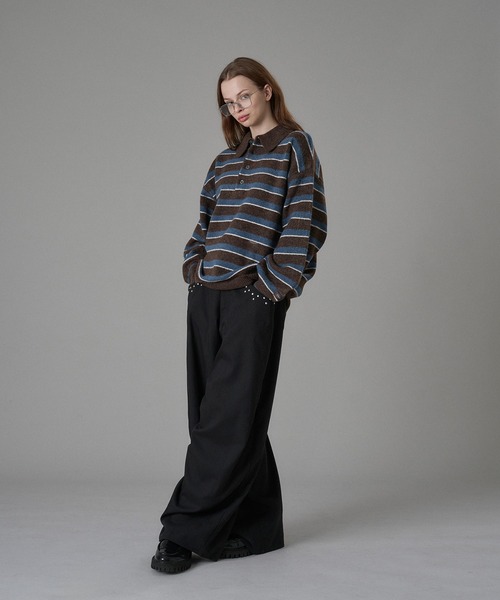 ONCILY マルチボーダーソフトタッチニットポロ MULTI BORDER SOFT TOUCH KNIT POLO / マルチボーダーソフトタッチ