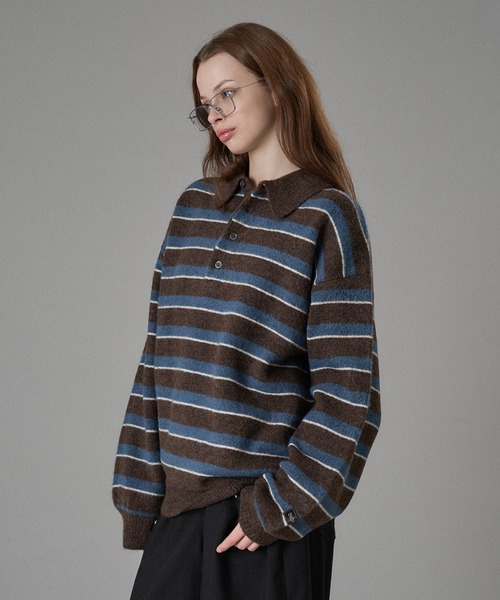 MULTI BORDER SOFT TOUCH KNIT POLO / マルチボーダーソフトタッチ