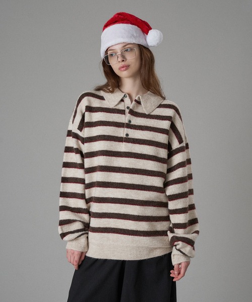 MULTI BORDER SOFT TOUCH KNIT POLO / マルチボーダーソフトタッチ