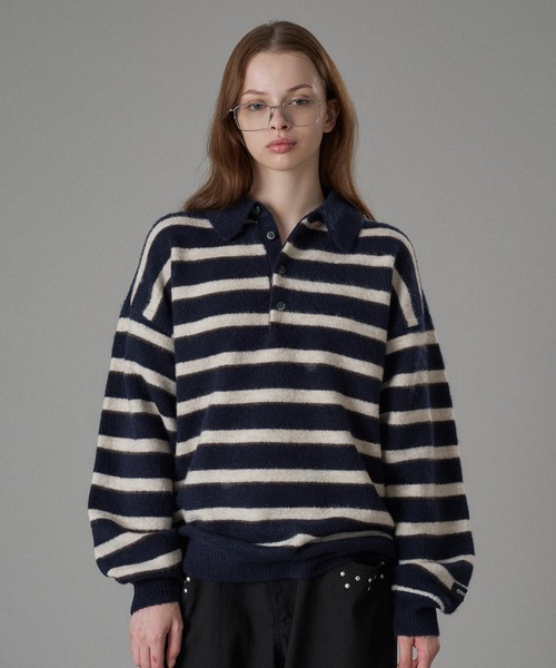 MULTI BORDER SOFT TOUCH KNIT POLO / マルチボーダーソフトタッチ