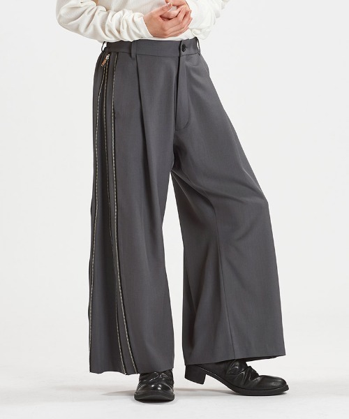 NO ID.(ノーアイディ)の「mp14499-サイドZIPイージーワイドトラウザーズ パンツ(458006-398P)(その他パンツ・メンズ・ブラック/グレー・2/1)」の19枚目の写真