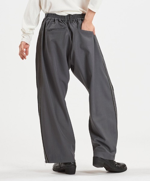 NO ID.(ノーアイディ)の「mp14499-サイドZIPイージーワイドトラウザーズ パンツ(458006-398P)(その他パンツ・メンズ・ブラック/グレー・2/1)」の21枚目の写真