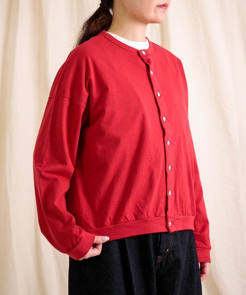 prit（プリット）の「[prit] プレーティング天竺 クルーネックカーディガン（カーディガン/ボレロ・レディース・レッド/ライトグレー/ブラック・FREE）」の5枚目の写真