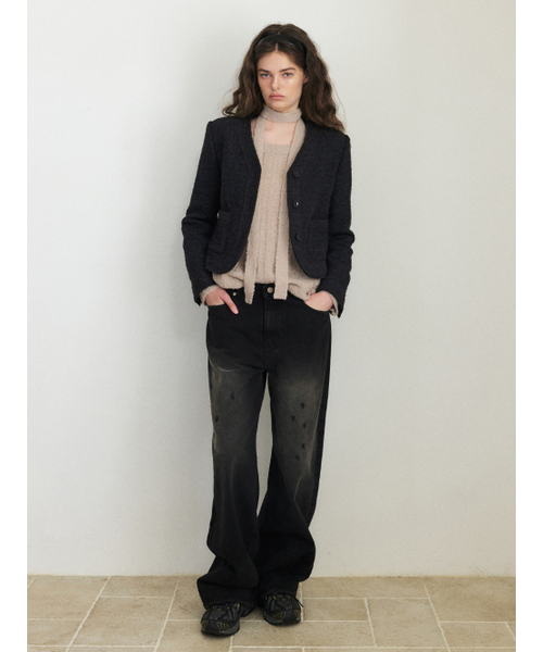 ETMON(エトモン)の「Curved Boucle Tweed Jacket, Black(その他アウター・レディース・その他・S/M)」の3枚目の写真