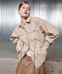 LARTIGENT（ラーティゼン）の「L2 レザー ポケット ジャンパー（ベージュ）（ライダースジャケット）」