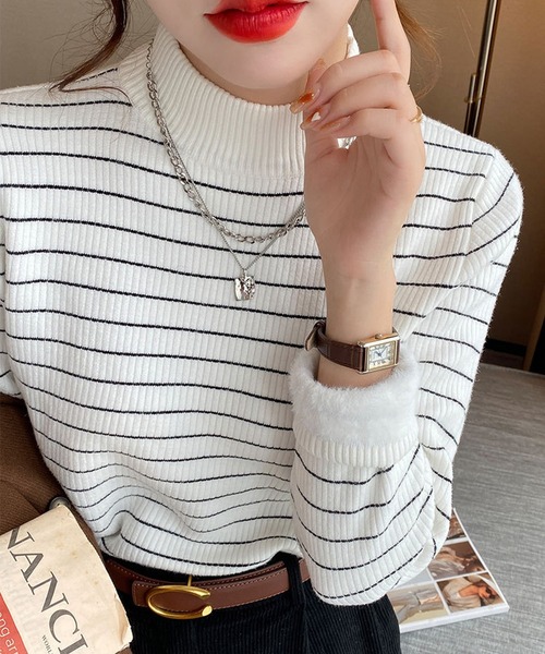 JURGEN LEHL ストライプ 長袖 ハイネック トップス 美品♡ JURGEN LEHL ストライプ 長袖 ハイネック トップス 美品♡ ストライプ