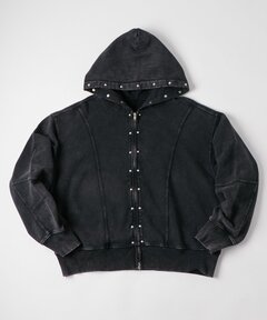 STUDS & EYELETS DESIGN 2WAY FAKE FUR ZIP HOODIE / スタッズ 