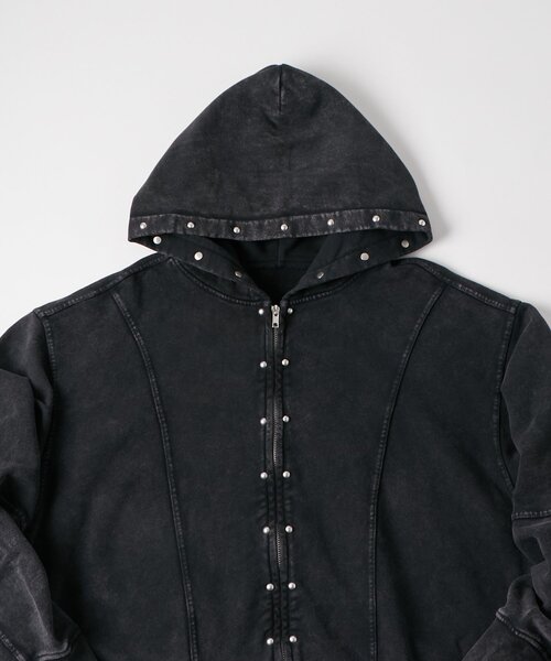 WHO'S WHO gallery（フーズフーギャラリー）の「【UNISEX】KOOKY'N ケミカルスタッズ切り替えジップパーカー（パーカー・レディース・ブラック/ライトグレー・MEDIUM/SMALL）」の20枚目の写真