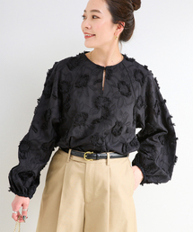 B.C STOCK（ベーセーストック）の「手洗い可   3Dレースバブルスリーブチュニック（シャツ/ブラウス）」