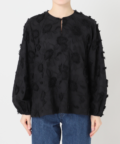 B.C STOCK（ベーセーストック）の「手洗い可 / 3Dレースバブルスリーブチュニック（シャツ/ブラウス・レディース・ホワイト/ブラック/サックスブルー・FREE）」の8枚目の写真