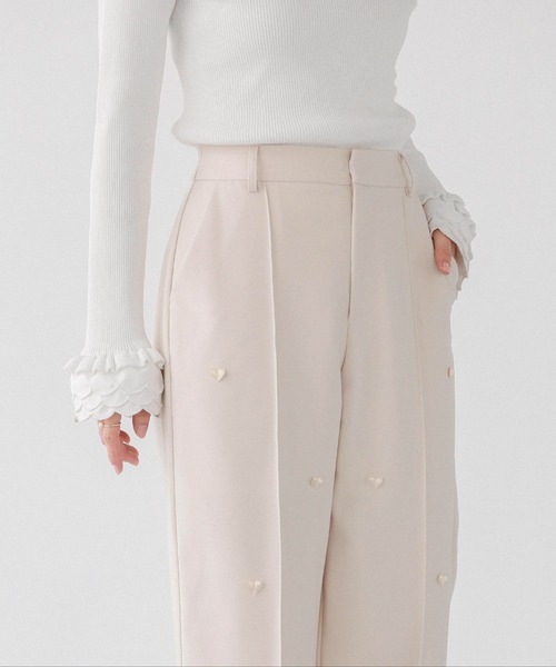 Fit more(フィットモア)の「ハートモチーフワイドパンツ(その他パンツ・レディース・アイボリー/ブラック・M/S/PS)」の9枚目の写真