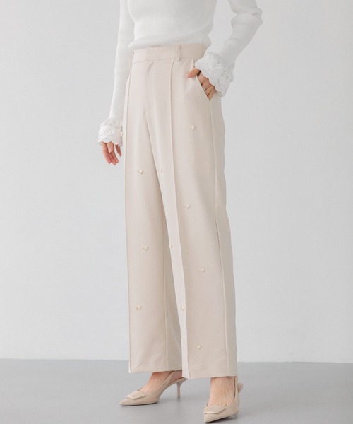 Fit more(フィットモア)の「ハートモチーフワイドパンツ(その他パンツ・レディース・アイボリー/ブラック・M/S/PS)」の10枚目の写真