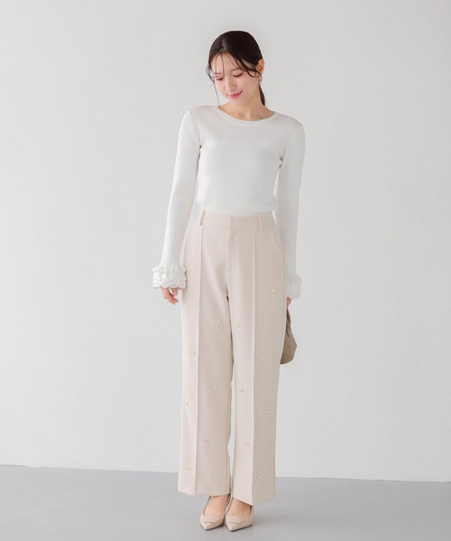 Fit more(フィットモア)の「ハートモチーフワイドパンツ(その他パンツ・レディース・アイボリー/ブラック・M/S/PS)」の11枚目の写真