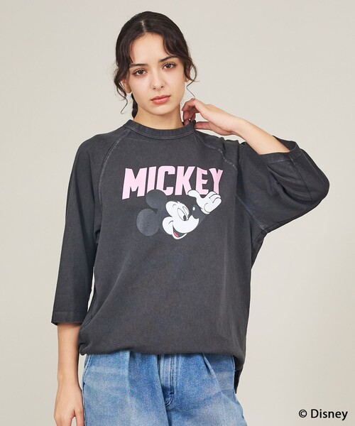 GOOD ROCK SPEED（グッドロックスピード）の「【GOOD ROCK SPEED / グッドロックスピード】Mickey/ 7分袖Tシャツ/ユニセックス（Tシャツ/カットソー・メンズ・ホワイト/チャコールグレー・M/L/XL）」の2枚目の写真