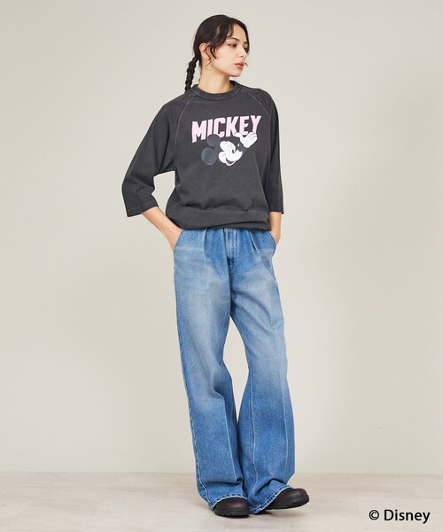 GOOD ROCK SPEED（グッドロックスピード）の「【GOOD ROCK SPEED / グッドロックスピード】Mickey/ 7分袖Tシャツ/ユニセックス（Tシャツ/カットソー・メンズ・ホワイト/チャコールグレー・M/L/XL）」の3枚目の写真