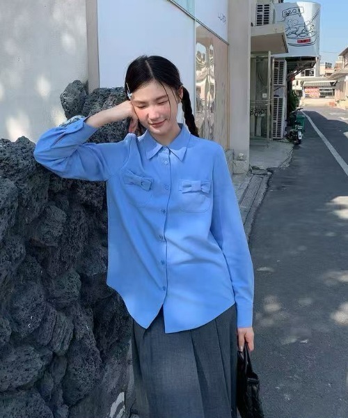 AsRiRe（アスリレイ）の「26ss 可愛いリボンブラウス（シャツ/ブラウス・レディース・ホワイト/ブルー・M）」の8枚目の写真
