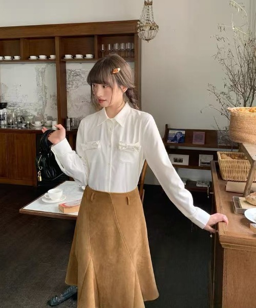 AsRiRe（アスリレイ）の「26ss 可愛いリボンブラウス（シャツ/ブラウス・レディース・ホワイト/ブルー・M）」の9枚目の写真