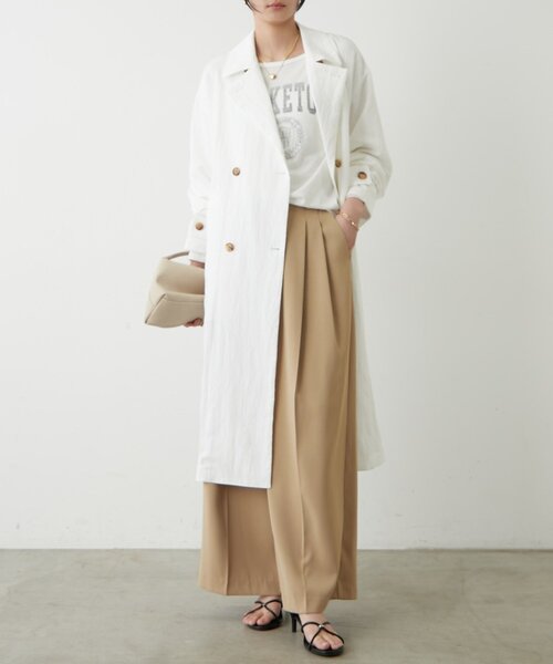 LOUNGEDRESS（ラウンジドレス）の「タフタトレンチコート（トレンチコート・レディース・ベージュ/オフホワイト・FREE）」の2枚目の写真