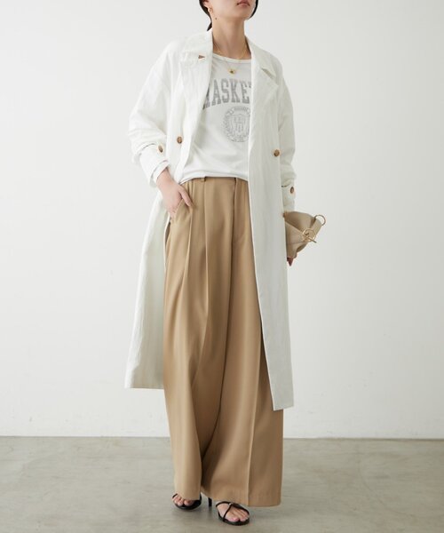 LOUNGEDRESS（ラウンジドレス）の「タフタトレンチコート（トレンチコート・レディース・ベージュ/オフホワイト・FREE）」の3枚目の写真