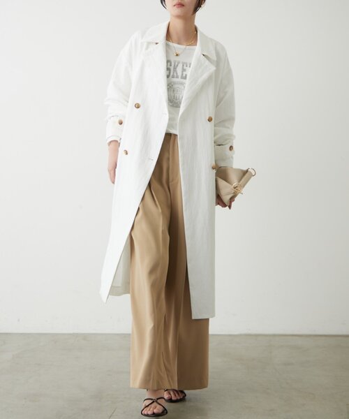 LOUNGEDRESS（ラウンジドレス）の「タフタトレンチコート（トレンチコート・レディース・ベージュ/オフホワイト・FREE）」の4枚目の写真
