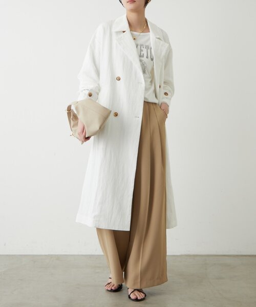 LOUNGEDRESS（ラウンジドレス）の「タフタトレンチコート（トレンチコート・レディース・ベージュ/オフホワイト・FREE）」の5枚目の写真