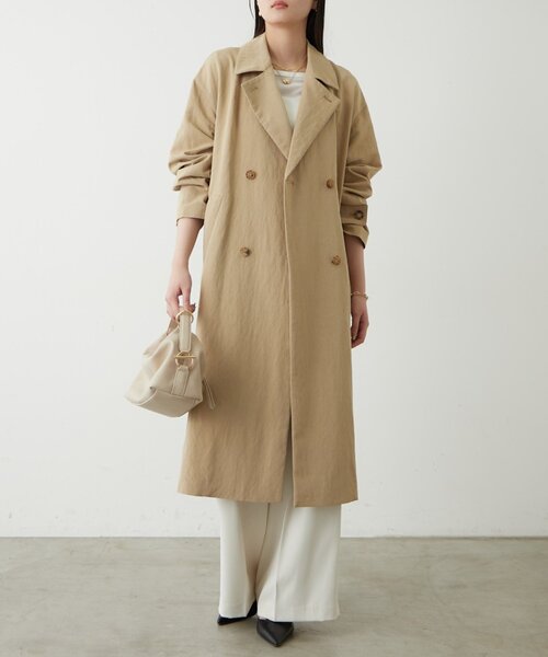LOUNGEDRESS（ラウンジドレス）の「タフタトレンチコート（トレンチコート・レディース・ベージュ/オフホワイト・FREE）」の8枚目の写真