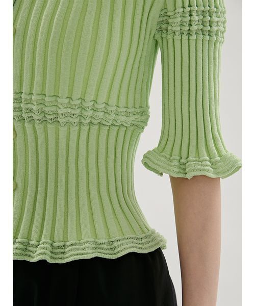 emmi（エミ）の「2wayランダムリブニット（ニット/セーター・レディース・ライム/ホワイト/ブラック/オレンジ・F）」の9枚目の写真