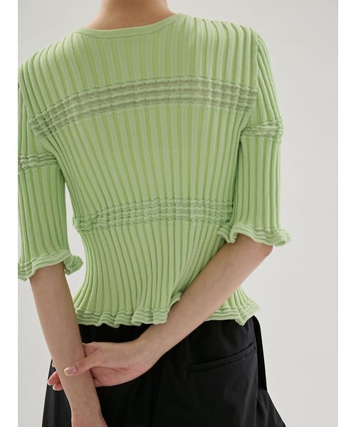 emmi（エミ）の「2wayランダムリブニット（ニット/セーター・レディース・ライム/ホワイト/ブラック/オレンジ・F）」の11枚目の写真