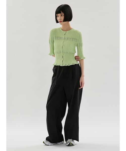 emmi（エミ）の「2wayランダムリブニット（ニット/セーター・レディース・ライム/ホワイト/ブラック/オレンジ・F）」の13枚目の写真