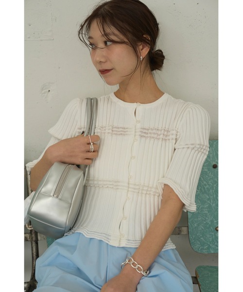 emmi（エミ）の「2wayランダムリブニット（ニット/セーター・レディース・ライム/ホワイト/ブラック/オレンジ・F）」の2枚目の写真