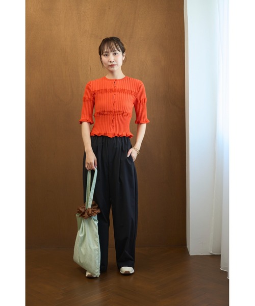 emmi（エミ）の「2wayランダムリブニット（ニット/セーター・レディース・ライム/ホワイト/ブラック/オレンジ・F）」の15枚目の写真