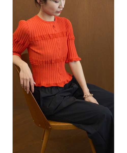 emmi（エミ）の「2wayランダムリブニット（ニット/セーター・レディース・ライム/ホワイト/ブラック/オレンジ・F）」の16枚目の写真