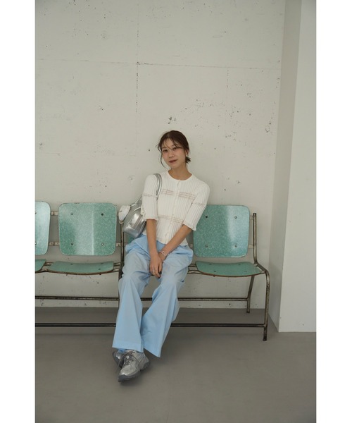 emmi（エミ）の「2wayランダムリブニット（ニット/セーター・レディース・ライム/ホワイト/ブラック/オレンジ・F）」の17枚目の写真