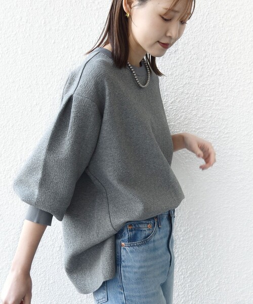 SHIPS(シップス)の「〈手洗い可能〉ダブル フェイス ニット リブ コンビ プルオーバー(その他トップス・レディース・グレー/オフホワイト/ブラック・ONE SIZE)」の3枚目の写真