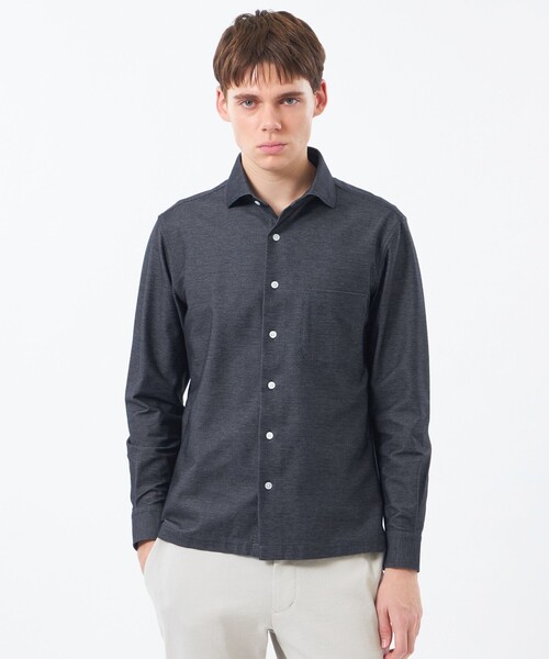 MACKINTOSH PHILOSOPHY（ﾏｯｷﾝﾄｯｼｭ ﾌｨﾛｿﾌｨｰ）の「スクエアセミワイド ジャージバリエーション（シャツ/ブラウス・メンズ・ライトブルー/ブルー系その他4/チャコールグレー/ネイビー・38/40）」の4枚目の写真