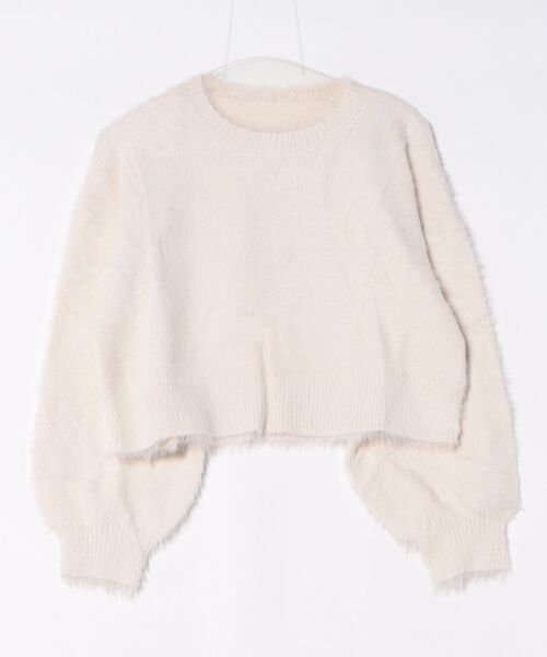 Social GIRL(ソーシャルガール)の「【RS】【Social GIRL】シャギーラウンドニットプルオーバー(ニット/セーター・レディース・オフホワイト/サックスブルー/ホワイト×ブラック/パープル・M)」の2枚目の写真