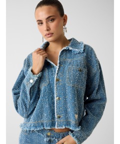   レディースGジャケット YVONNE Mix Denim Tweed Jacket ジャケット レディース | GUESS(ゲス