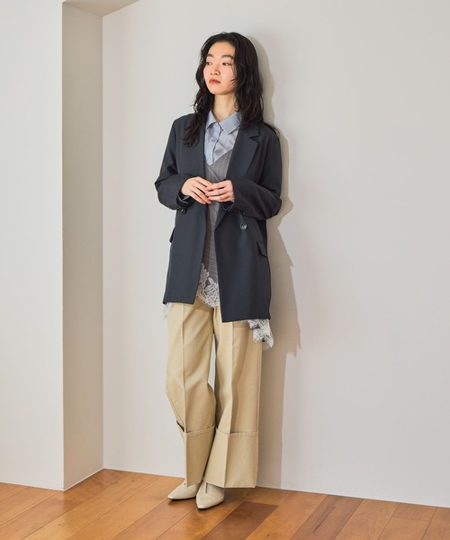 mysty woman（ミスティウーマン）の「ターンアップチノワイドパンツ　666543（その他パンツ・レディース・ベージュ・SMALL/MEDIUM）」の3枚目の写真