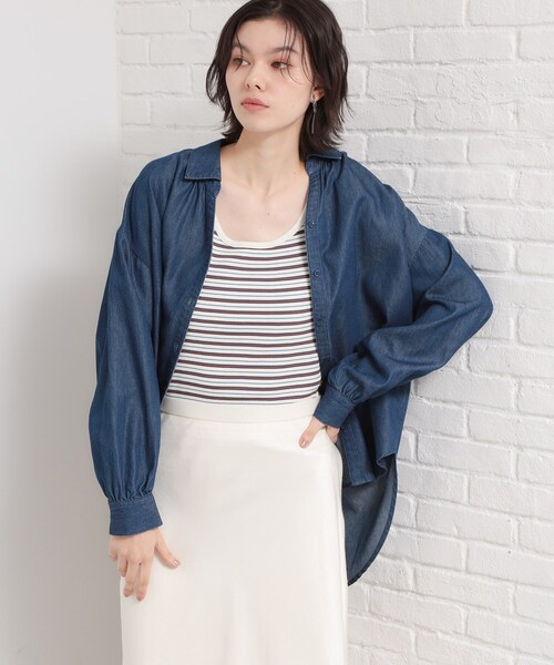 THE SHOP TK （ザ ショップ ティーケー ）の「【後ろ姿もサマになる】バックシャーリングシャツ（シャツ/ブラウス・レディース・ネイビー/グリーン系2/ライトブルー/ピンク系その他・12/13）」の5枚目の写真