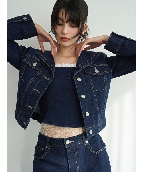LILY BROWN（リリーブラウン）の「セーラーデニムジャケット（デニムジャケット・レディース・ライトブルー/その他/インディゴブルー・F）」の2枚目の写真