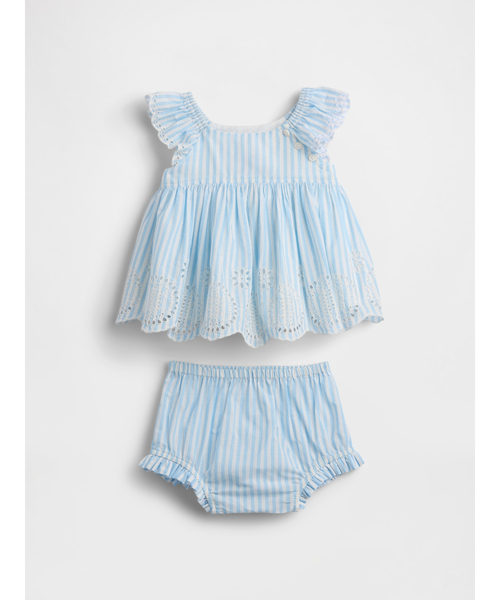 GAP（ギャップ）の「アイレット コーデセット (ベビー)（セットアップ・キッズ・ピンク/ブルー・90cm/80ｃｍ/70cm/60cm）」の2枚目の写真