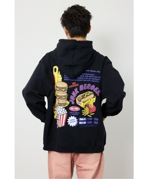 RODEO CROWNS WIDE BOWL(ロデオクラウンズワイドボウル)の「JUNK HEROES パーカー(パーカー・メンズ・杢グレー/スモークピンク/ブラック・LARGE/MEDIUM)」の1枚目の写真