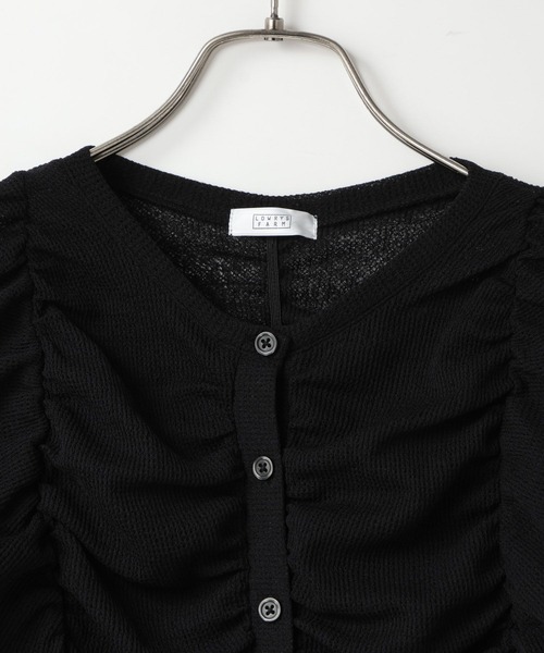 LOWRYS FARM（ローリーズファーム）の「シャーリングカーディガン  638374（カーディガン/ボレロ・レディース・ブラック/アイボリー/ブルー・FREE）」の13枚目の写真