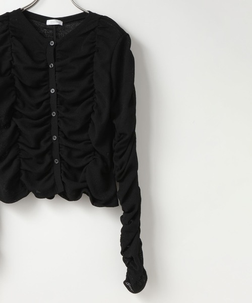 LOWRYS FARM（ローリーズファーム）の「シャーリングカーディガン  638374（カーディガン/ボレロ・レディース・ブラック/アイボリー/ブルー・FREE）」の9枚目の写真