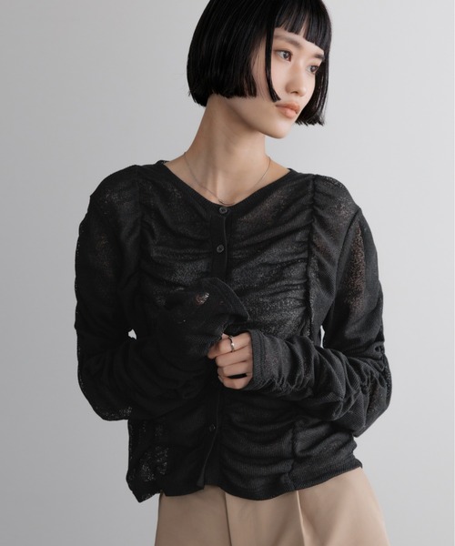 LOWRYS FARM(ローリーズファーム)の「シャーリングカーディガン 638374(カーディガン/ボレロ・レディース・ブラック/アイボリー/ブルー・FREE)」の18枚目の写真