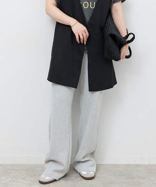 JOURNAL STANDARD relume（ジャーナルスタンダード　レリューム）の「リブジャージーフレアパンツ（その他パンツ・レディース・ライトグレー/アイボリー/ブラック・FREE）」の3枚目の写真
