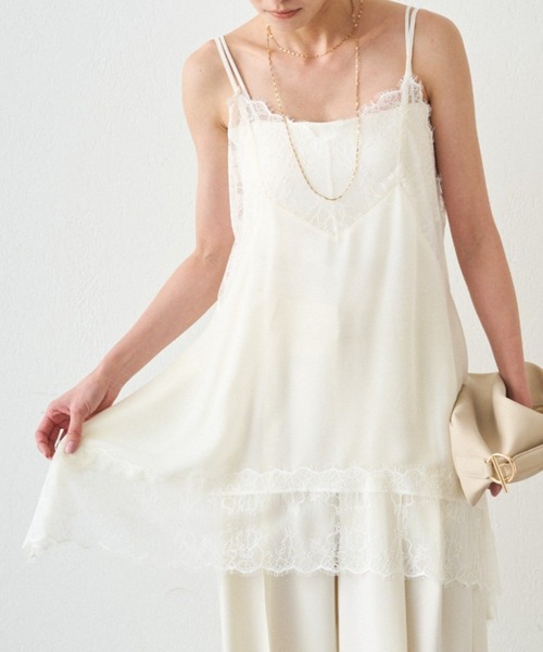 レースシフォンキャミ　　ラウンジドレス レースシフォンキャミ（キャミソール）｜LOUNGEDRESS（ラウンジドレス